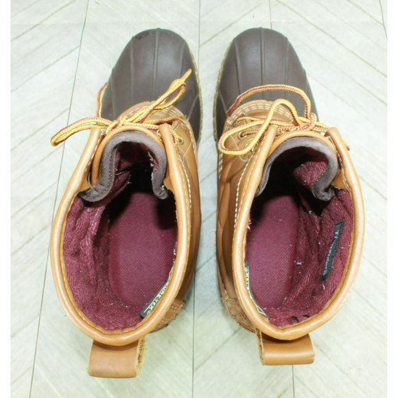 LL Bean Brown Leather Insulated Waterproof Ankle Duck Boots Size 10 M - Picture 7 of 10